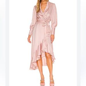 ZIMMERMANN Silk Wrap Midi Dress in Latte size 4 NWT
